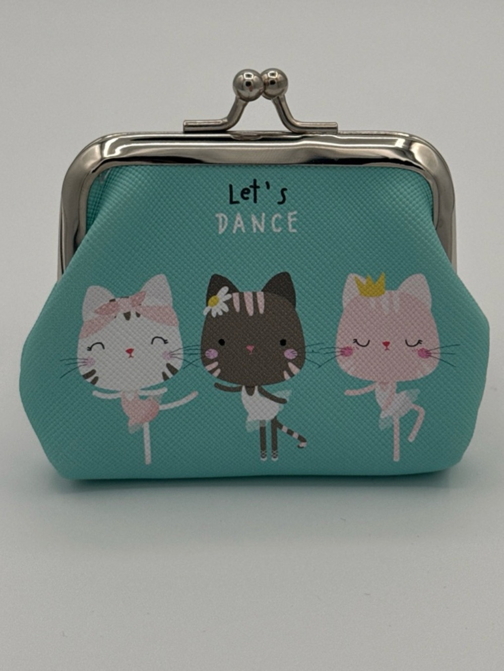 Source Unknown Teal 'Let's Dance' Cat Ballet Coin Purse